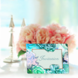 Pale Teal Rose Birthday Party Invitation Einladung