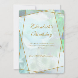 Pale Teal Rose Garden Birthday Invitation Card Dankeskarte