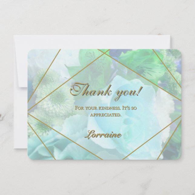 Pale Teal Rose Thank You Card Dankeskarte (Vorderseite)