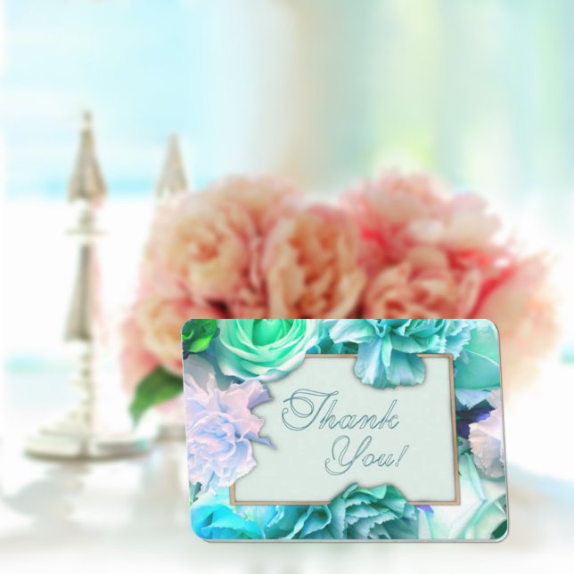 Pale Teal Rose Thank You Card Dankeskarte (Von Creator hochgeladen)