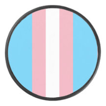 pale trans flag on hockey puck