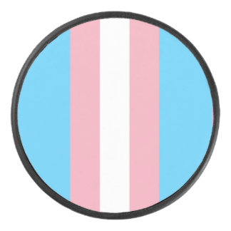 pale trans flag on hockey puck