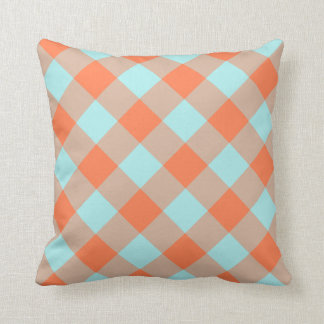 Pale Turquoise Coral Gingham Kissen