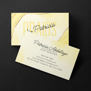 Pale Yellow Gold Glitter Achat Haar-Flecht-Salon Visitenkarte