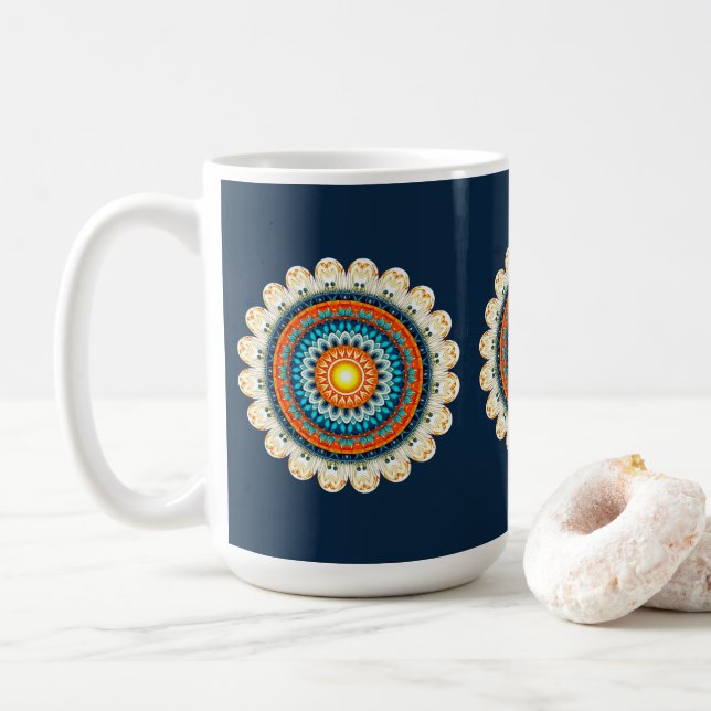Pale Yellow Orange Mandala Mug Kaffeetasse (Mit Donut)