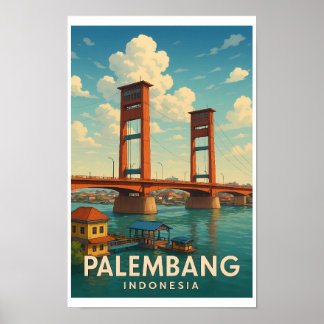 Palembang Indonesien Vintage-Reiseplakat Poster