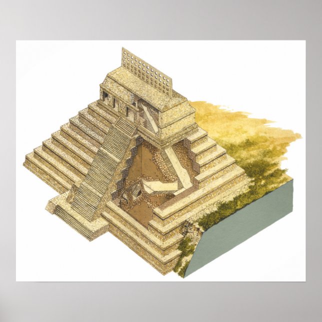 Palenque Mexiko. Tempel der Inschriften Poster (Vorne)