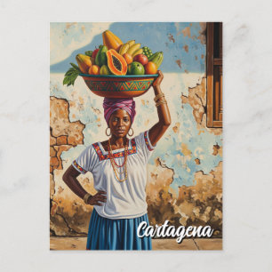 Palenquera Obstverkäufer in Cartagena Kolumbien Postkarte