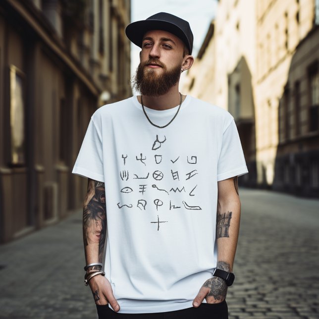 Paleo Hebrew Alphabet Typografie Hand Drawn T-Shirt (Paleo Hebrew Alphabet Typography Hand Drawn T-Shirt)