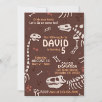 Paléontologie mignonne Dinosaur os Invitation d'an
