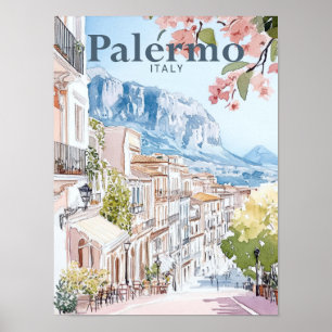 Palermo Italien Aquarellmalerei Reise Poster