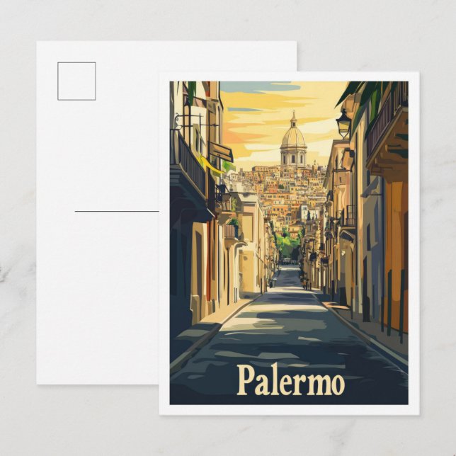 Palermo Italien Art Vintage Postkarte (Vorne/Hinten)