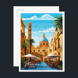Palermo Italien Vintage Illustration Postkarte<br><div class="desc">Palermo Italien Vintage-Reise-Ort-Illustration</div>