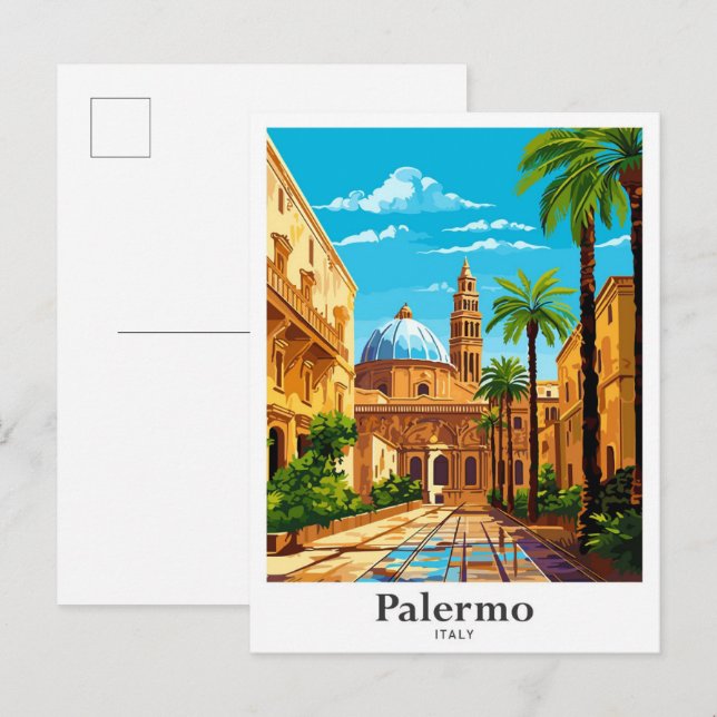 Palermo Italien Vintage Travel Bilder vom Markt Postkarte (Vorne/Hinten)
