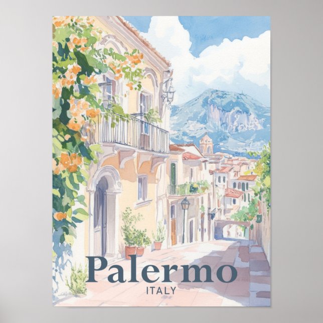 Palermo - Italien Wasserfarben Poster (Vorne)
