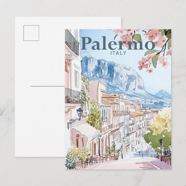 Palermo - Italien Wasserfarben Postkarte (Vorne/Hinten)
