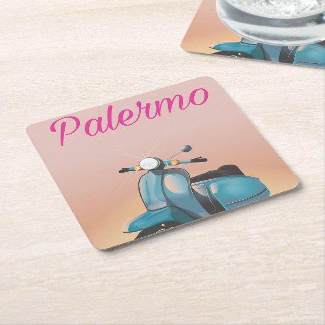 Palermo Italy Scooter-Poster Rechteckiger Pappuntersetzer (angewinkelt)