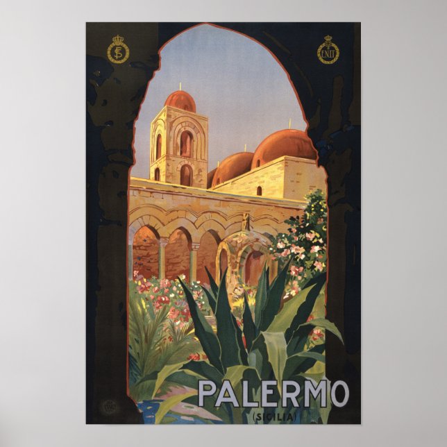 Palermo Italy Vintage Travel Poster (Vorne)