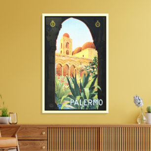 Palermo Kirche in Italien, Vintage Travel Poster A Leinwanddruck