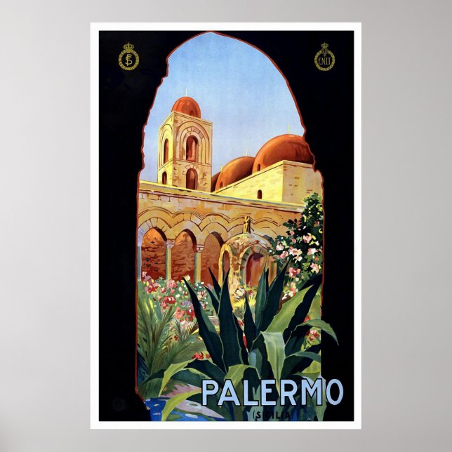 "Palermo" Vintage Travel Poster (Vorne)