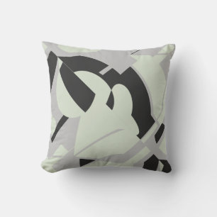 Palest Green Gray Black Bold Art Design schwirren Kissen