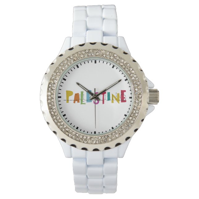 PALESTINE arabischer Name farbenfroh Armbanduhr (Vorderseite)