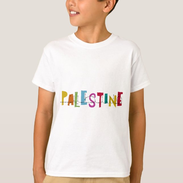 PALESTINE Arabischer Name Farbige Kinder entwerfen T-Shirt (Vorderseite)
