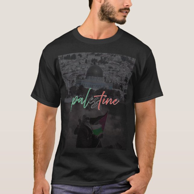 Palestine Dome of the Rock & Freedom Flag - Solida T-Shirt (Vorderseite)