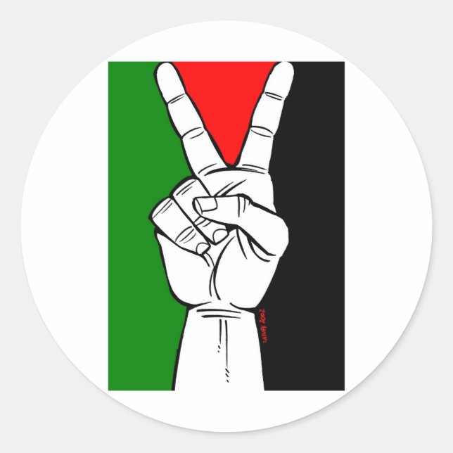 PALESTINE FLAG PEACE SIGN RUNDER AUFKLEBER (Vorderseite)