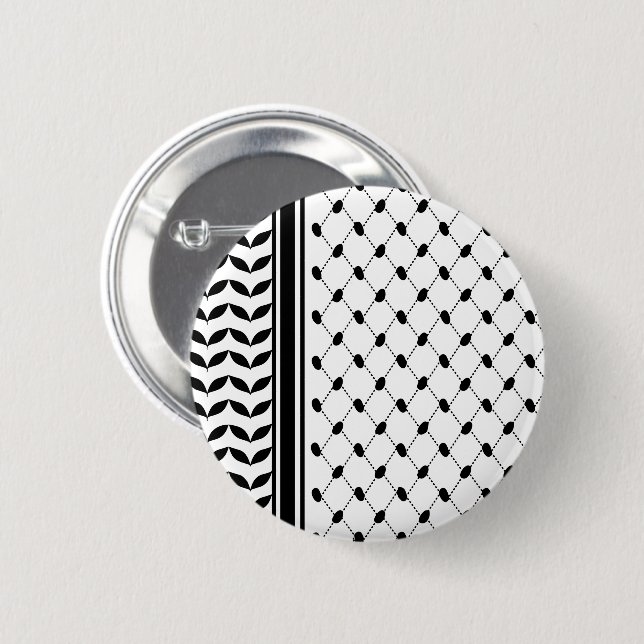 Palestine Keffiyeh Pattern Scarf Button (Vorne & Hinten)