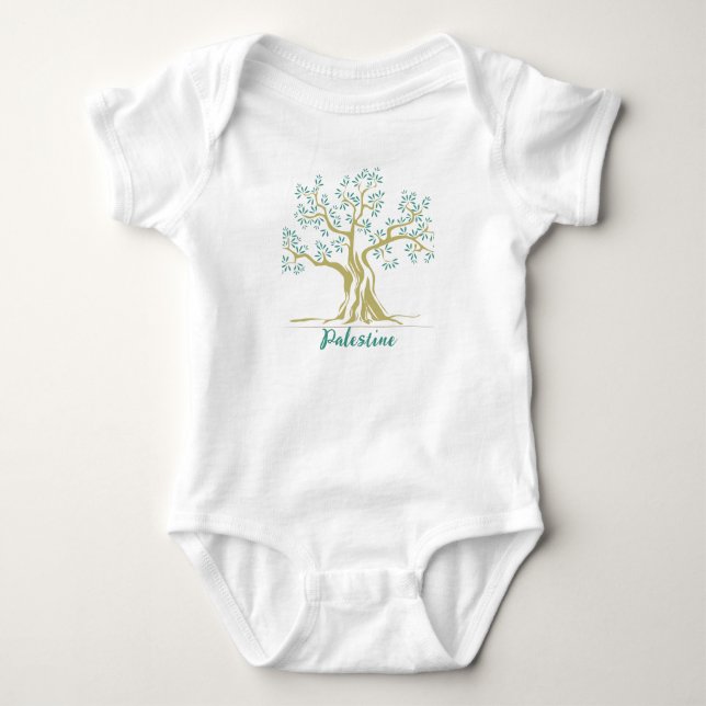 Palestine Olive Tree Personalisiert Baby Bodysuit Strampler (Vorderseite)