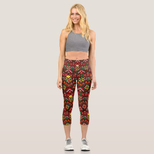 Palestine Tatreez Traditionelle Stickerei Capri Leggings