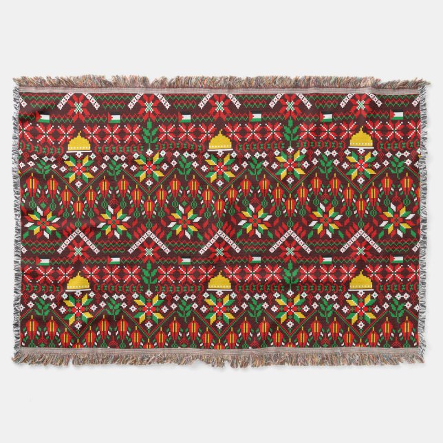 Palestine Tatreez Traditionelle Stickerei Decke (Vorderseite)