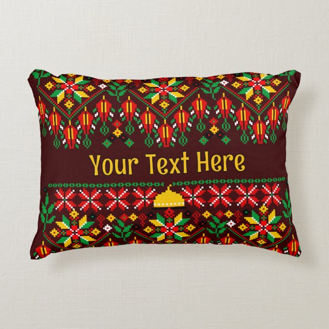 Palestine Tatreez Traditionelle Stickerei Dekokissen (Vorderseite)