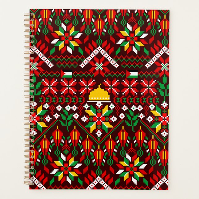 Palestine Tatreez Traditionelle Stickerei Planer (Vorderseite)
