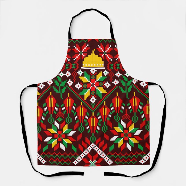 Palestine Tatreez Traditionelle Stickerei Schürze (Vorderseite)