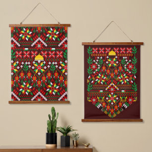 Palestine Tatreez Traditionelle Stickerei Wandteppich Mit Holzrahmen