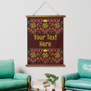 Palestine Tatreez Traditionelle Stickerei Wandteppich Mit Holzrahmen