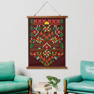 Palestine Tatreez Traditionelle Stickerei Wandteppich Mit Holzrahmen
