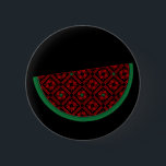 Palestine watermelon Embroidery red tatreez Button<br><div class="desc">Dies ist eine traditionelle Palästina Wassermelone Stickerei täreez rote schwarze Muster Für Palästinenser, Palästinenser Liebhaber Pro-Palästinenser, oder jeder, der Freiheit und Gerechtigkeit unterstützt und gegen Ungerechtigkeit. An alle Befürworter der gerechten palästinensischen Sache. Aufstieg und Unterstützung der Befreiung Palästinas und des Gazastreifens und der Schaffung eines Friedens in Jerusalem. Entworfen von...</div>