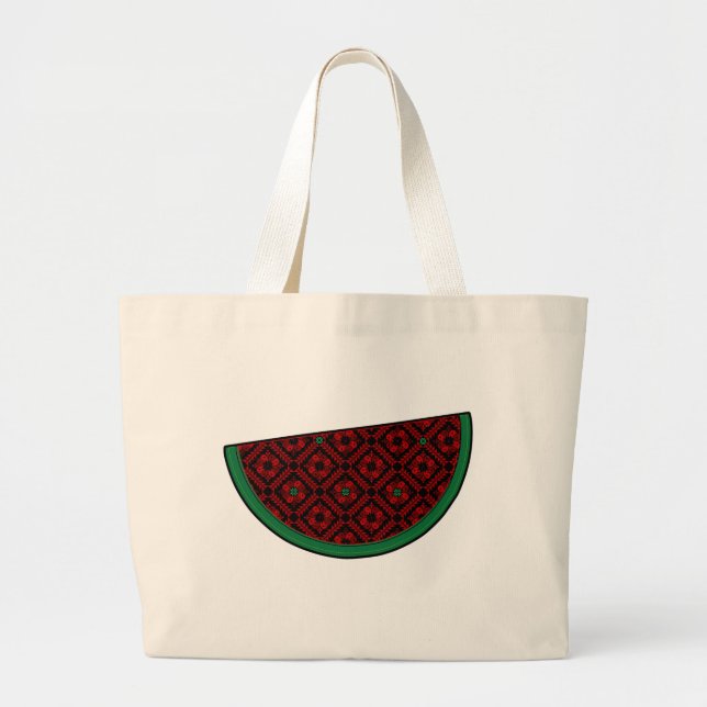 Palestine watermelon Embroidery red tatreez Jumbo Stoffbeutel (Vorne)