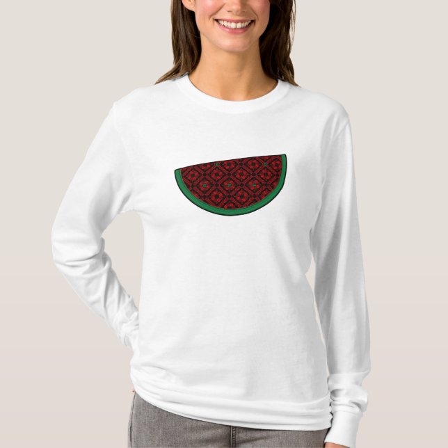 Palestine watermelon Embroidery red tatreez T-Shirt (Vorderseite)
