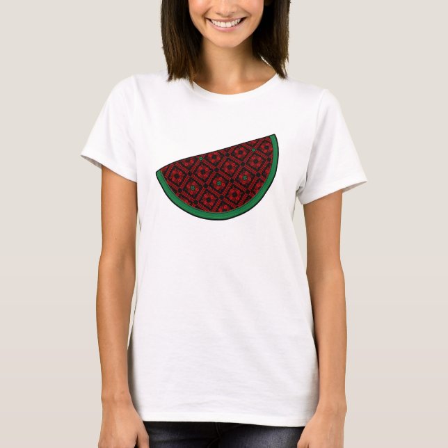 Palestine watermelon Embroidery red tatreez T-Shirt (Vorderseite)