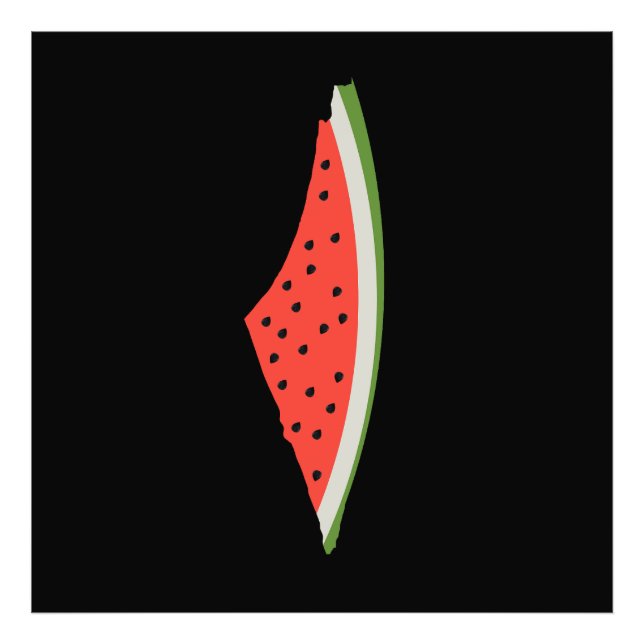 Palestine Watermelon Flag Map Freie Palästinenser. Fotodruck (Vorne)