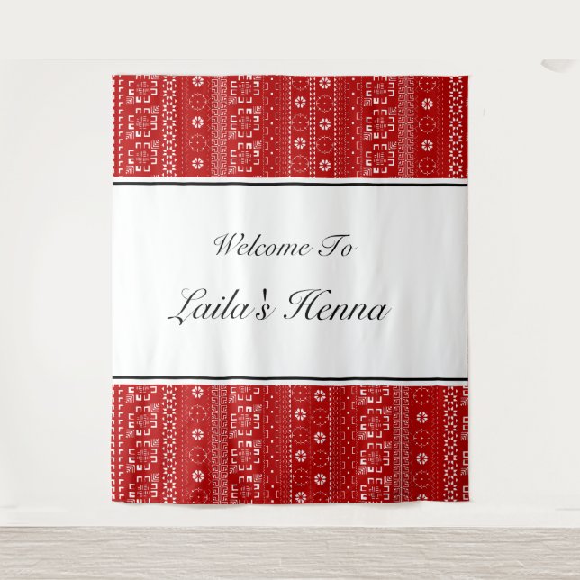 Palestinian Pattern Henna Photobooth Backdrop Wandteppich (Vorderseite)