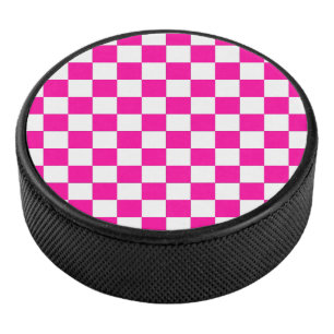 Palet De Hockey à damiers rose et blanc