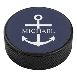 Palet De Hockey Ancre bleue marine Nom personnalisé