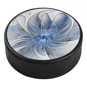 Palet De Hockey Aquarelle gris bleu Abstrait Fractal Art Flower