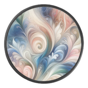 Palet De Hockey Aquarelle Imaginaire Floral Pastel Bleu & Crème