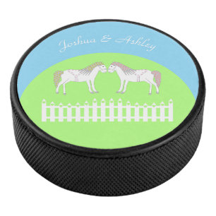 Palet De Hockey Beau Cheval Mariage Blanc Personnalisé